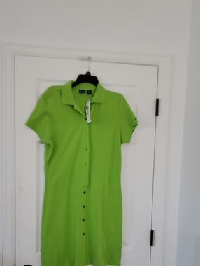 Izod Lime Green Polo Top with Blue Labels